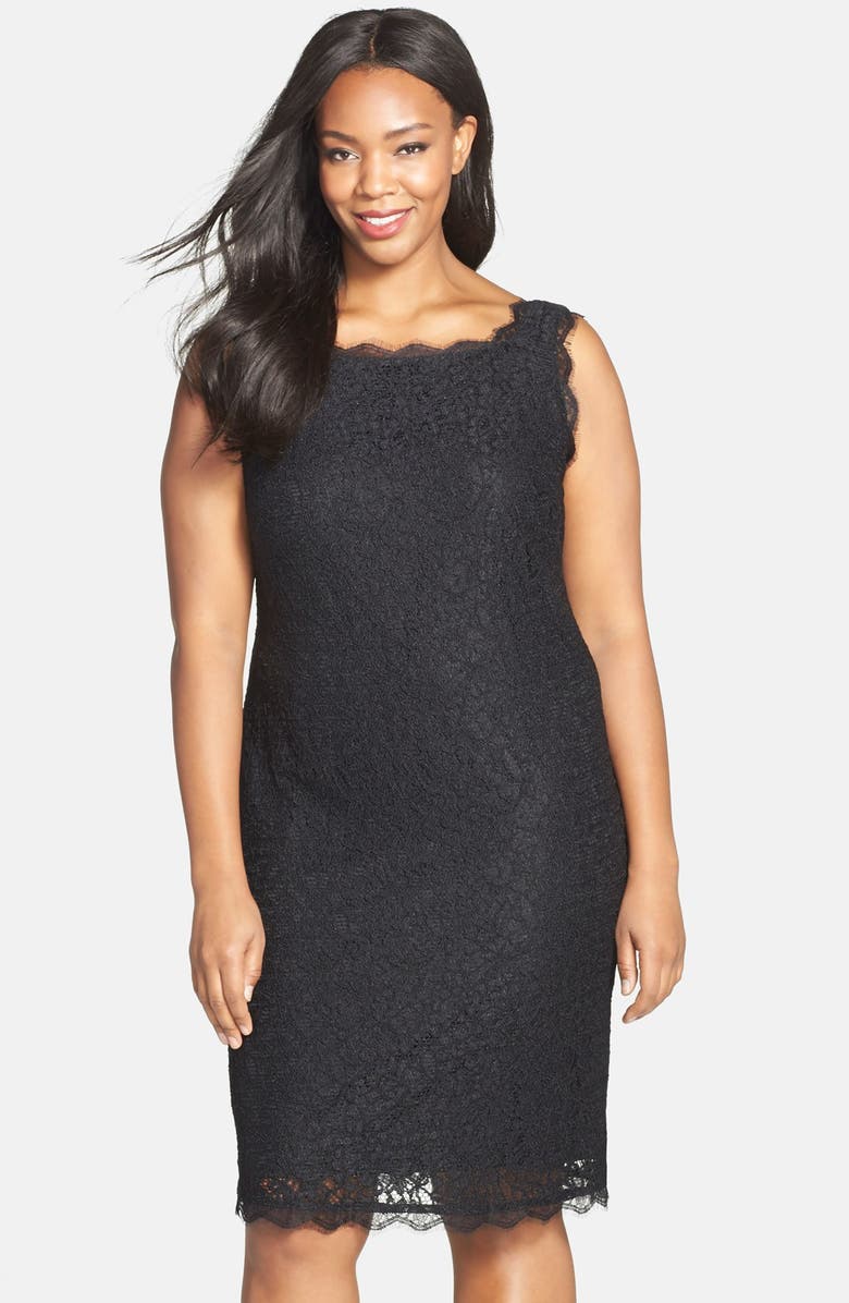 Adrianna Papell Sleeveless Lace Sheath Dress (Plus Size) | Nordstrom