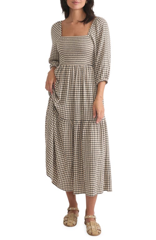 Shop Marine Layer Ivy Smocked Bodice Maxi Dress In Windowpane