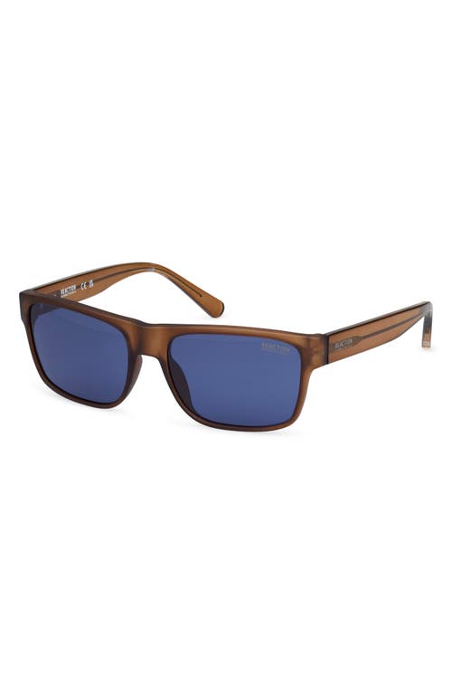 Shop Kenneth Cole 58mm Rectangular Sunglasses In Shiny Light Brown/blue