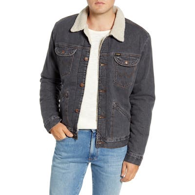 Wrangler Icons Fleece Lined Denim Trucker Jacket, Black