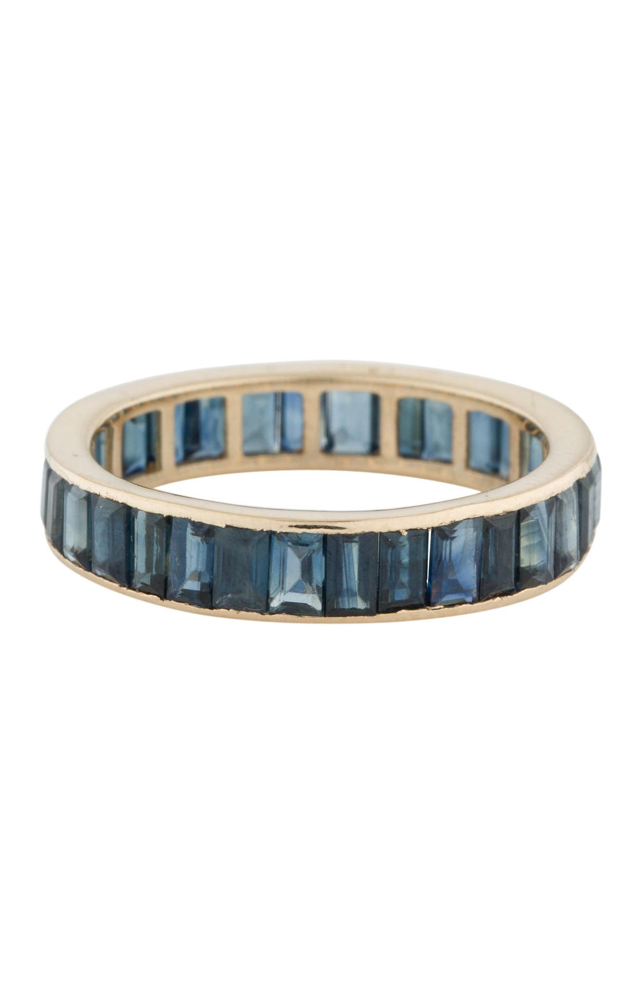 Adornia Fine 14k Yellow Gold Baguette Blue Sapphire Band Ring