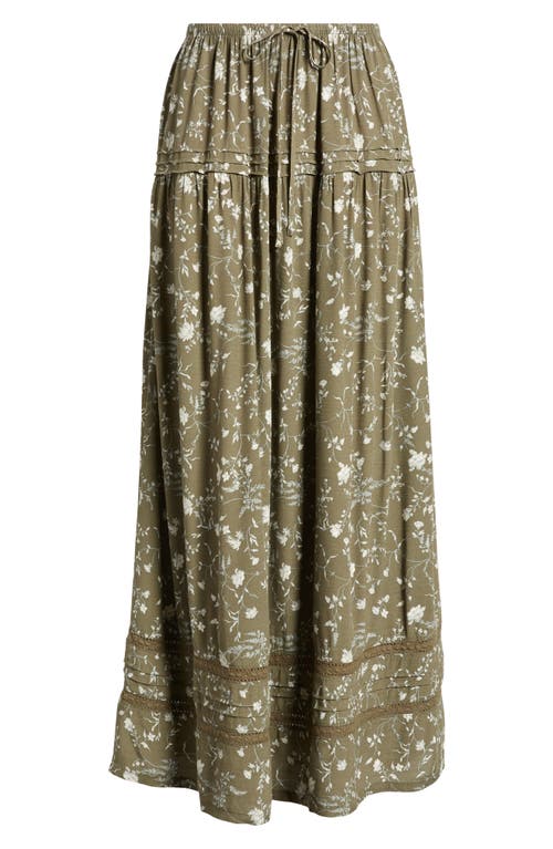 Shop Treasure & Bond Lace Inset Maxi Skirt In Olive- Green Wild Vine