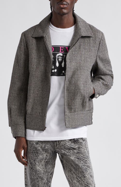 Noah Ricky Houndstooth Linen-blend Jacket In Black/grey