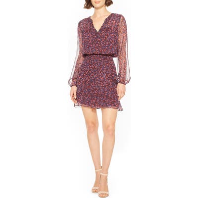 Parker Atticus Long Sleeve Blouson Dress, Purple