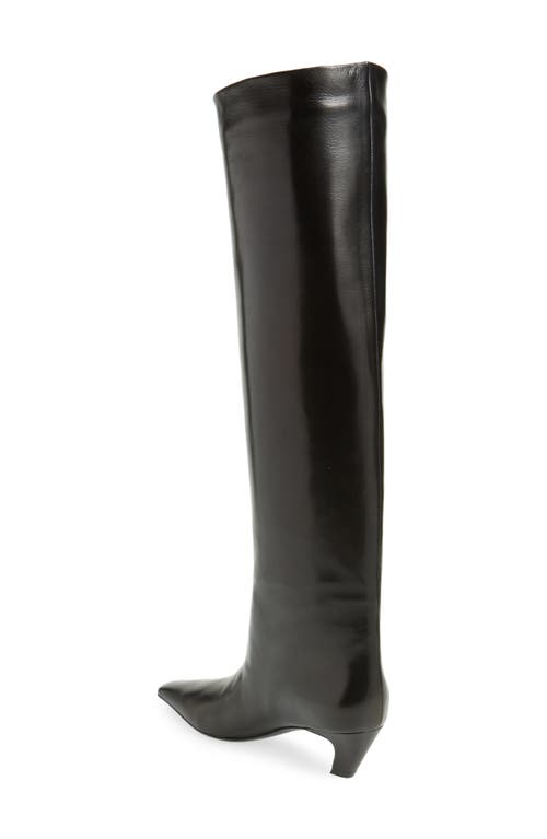 Khaite Davis Slouchy Leather Knee Boots In Black