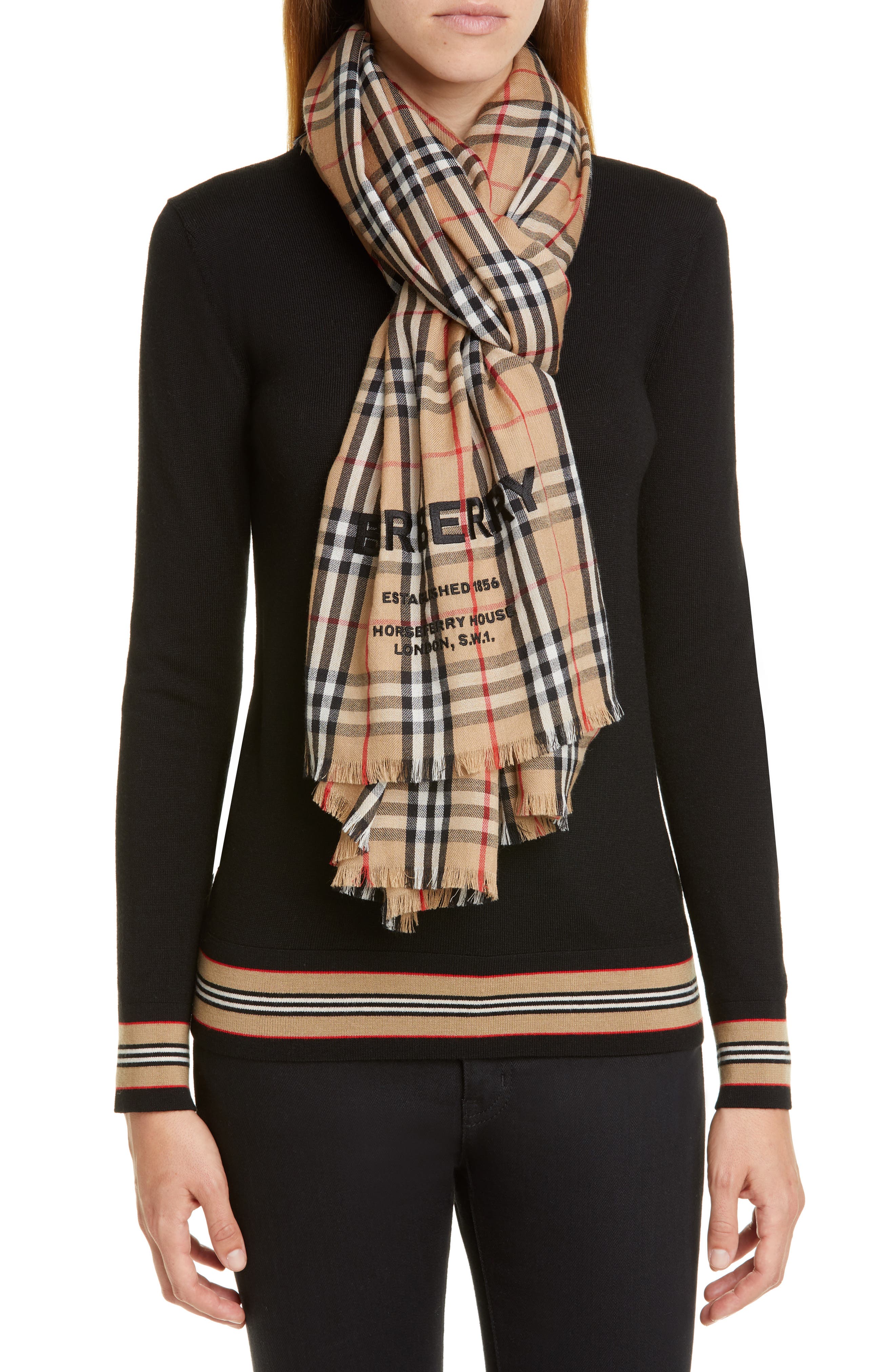 burberry scarf with horse logo