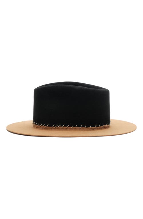 Modern Monarchie Colorblock Wool Fedora In Black/camel