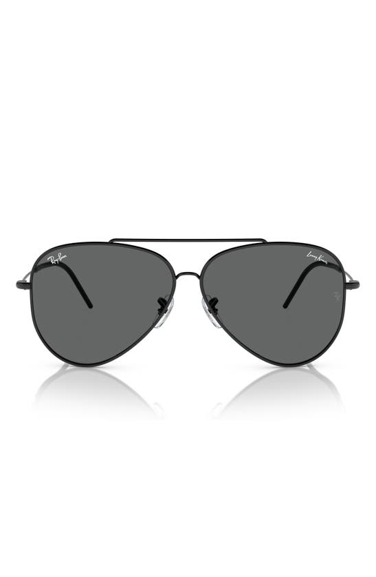 Ray Ban Reverse 62mm Oversize Aviator Sunglasses In Black