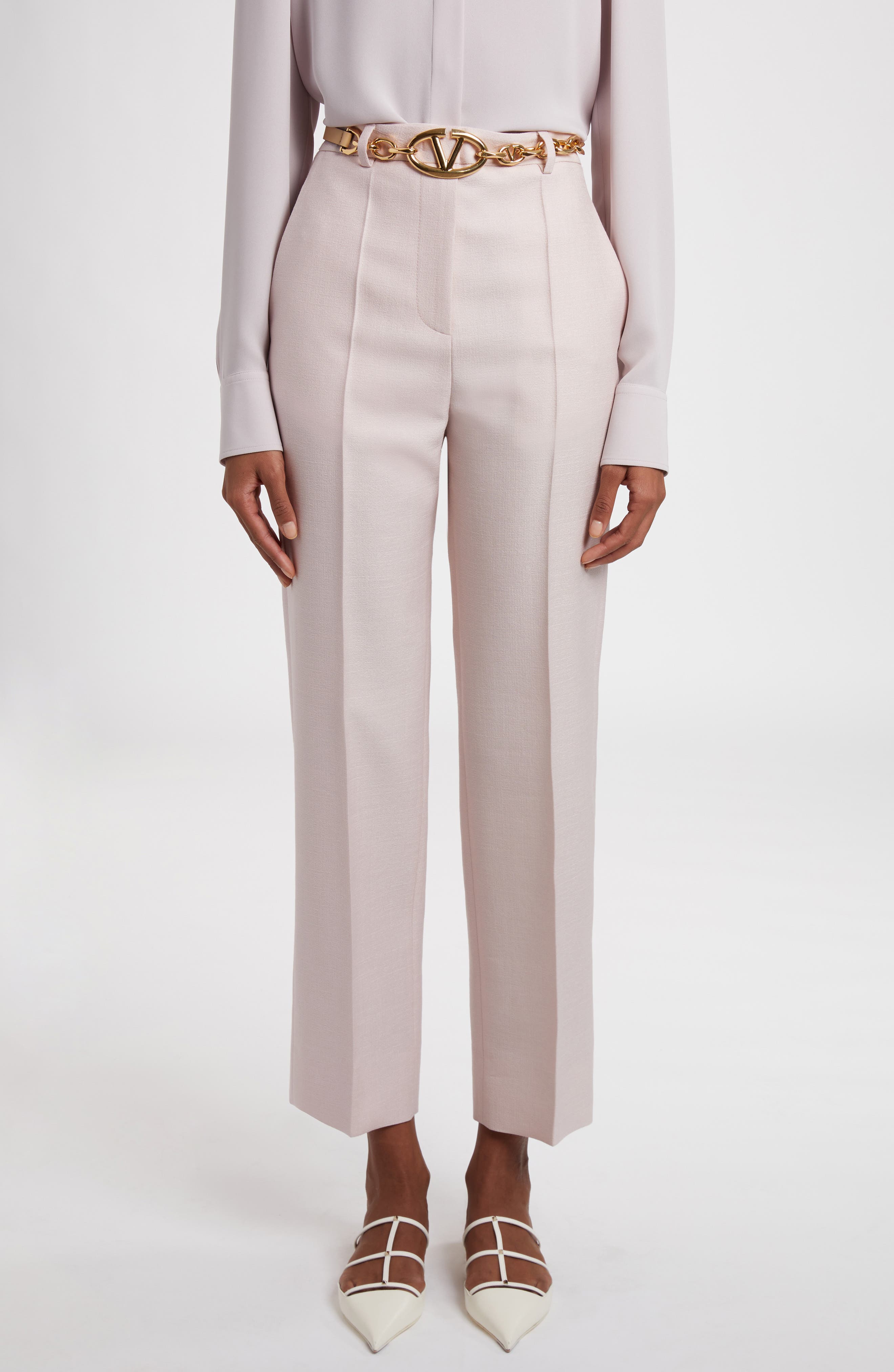 VALENTINO - Wool And Silk Wide Leg Trousers