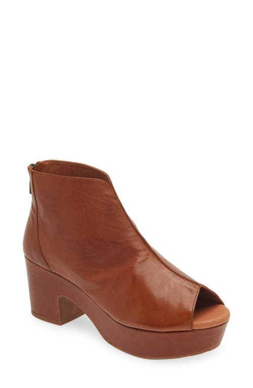 Chocolat Blu Gion Peep Toe Platform Bootie In Brown Leather