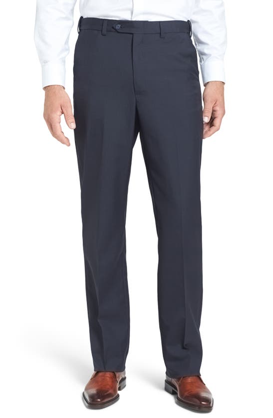 BERLE BERLE SELF SIZER WAIST PLAIN WEAVE FLAT FRONT WASHABLE TROUSERS