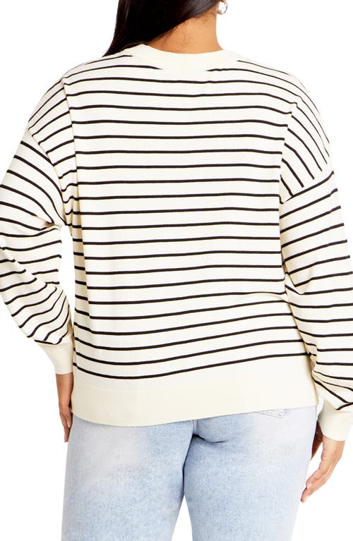 City Chic Lilia Stripe High-low Sweater In Cream Stripe