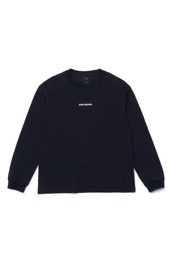 Iise Second Generation Long Sleeve Cotton Graphic Logo Tee In Black