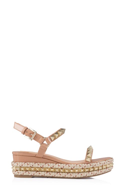 Christian Louboutin Pyraclou Glitter Espadrille Wedge Sandal In Blush/lin Blush