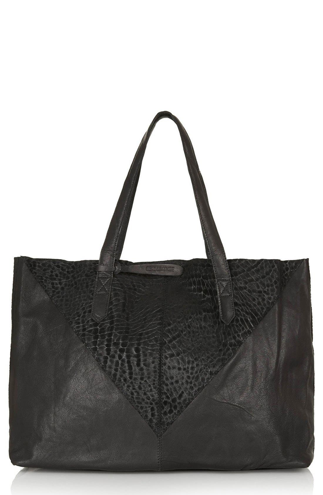 Leather & Suede Shopper Bag Nordstrom