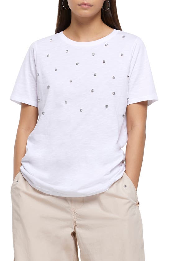 RIVER ISLAND DIAMANTÉ SCATTER COTTON T-SHIRT