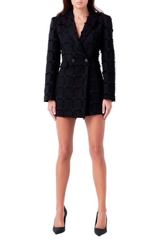 Shop Endless Rose Textured Blazer Romper In Black