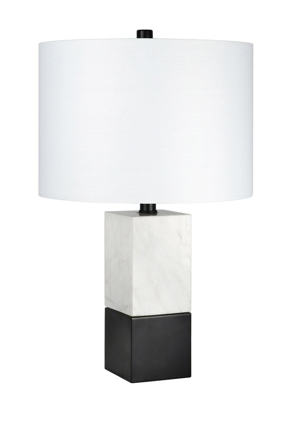 Addison And Lane Lena Cararra-style Marble And Blackened Bronze Table Lamp In Marble/black