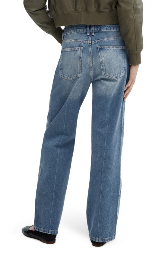 Shop Mango Pleat Straight Leg Jeans In Medium Blue