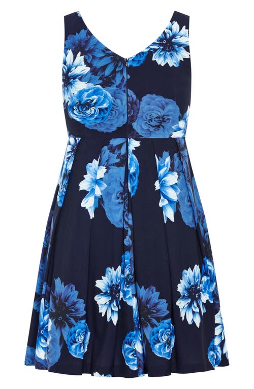 Shop City Chic Hydrangea Floral Print Sleeveless Minidress In Navy Night Bloom