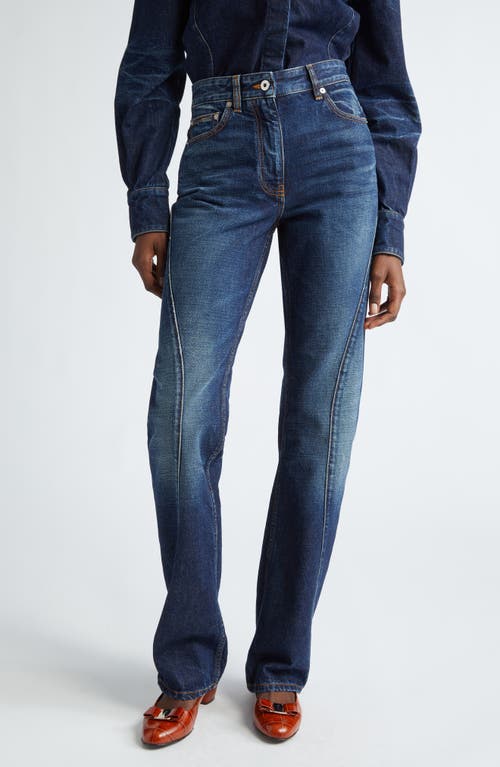 High Waist Straight Leg Jeans in Distressed