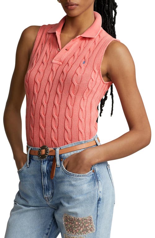 Polo Ralph Lauren Cable Sleeveless Cotton Polo Sweater in Amalfi Red