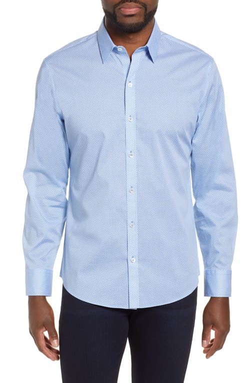 Zachary Prell Wilson Regular Fit Micro Print Sport Shirt in Lt Blue at Nordstrom, Size Large