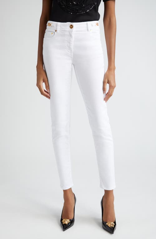 Versace Medusa '95 Stretch Denim Skinny Jeans White at Nordstrom,