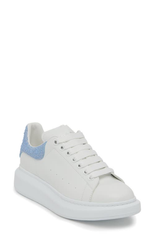 Alexander Mcqueen Oversized Crystal Embellished Trainer In White/powder Blue