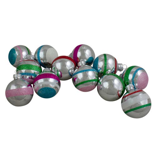 Northlight 12ct Silver And Pink 2-finish Glass Christmas Ball Ornaments 2.25" In Silver