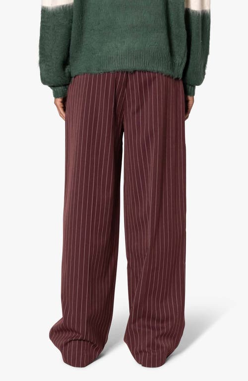Mnml Pleated Wide Leg Cotton Pants In Red
