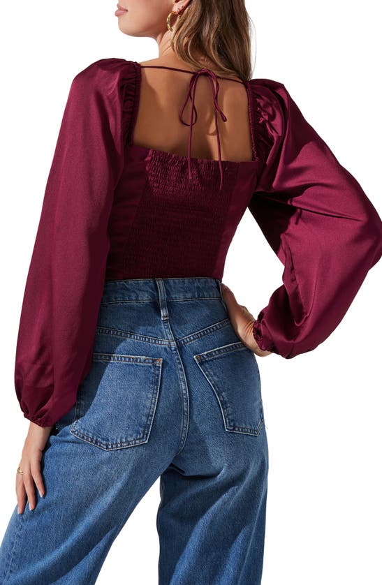 Shop Astr The Label Balloon Sleeve Top In Wine