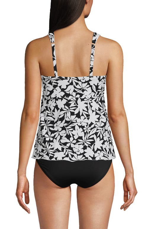 Lands' End Plus Size Dd-cup Flutter Scoop Neck Tankini Top Comfort Adjustable Straps In Black Havana Floral