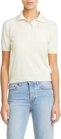 The Row Olin Short Sleeve Cashmere Polo Sweater Nordstrom