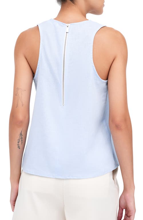 Shop Marcella Mckinley Sleeveless Linen & Cotton Top In Light Blue