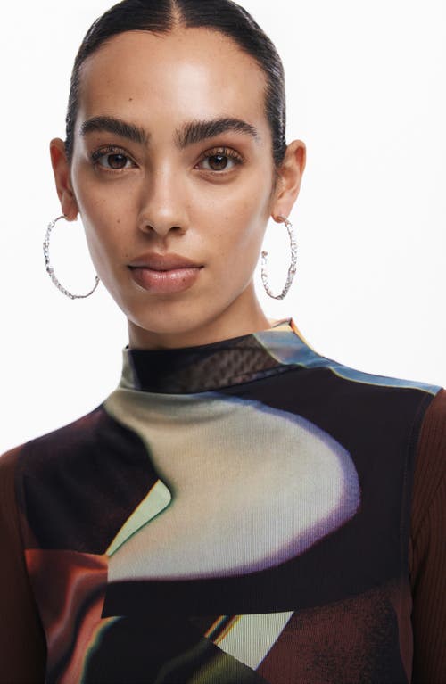 Desigual Brown Polyester Dress In Mix