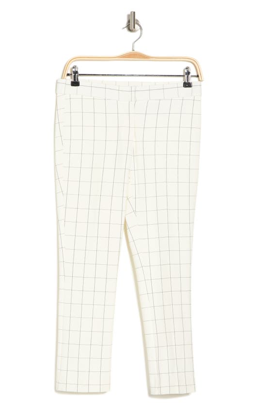 Amanda & Chelsea Windowpane Print Ankle Pants In Ivory/ Black