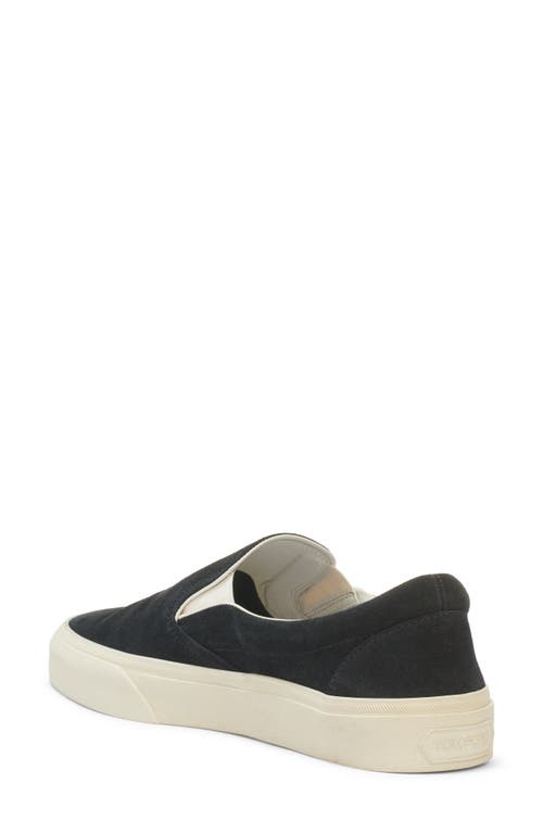 Tom Ford Blue Suede Slip On In 3nw02 Black/ Cream