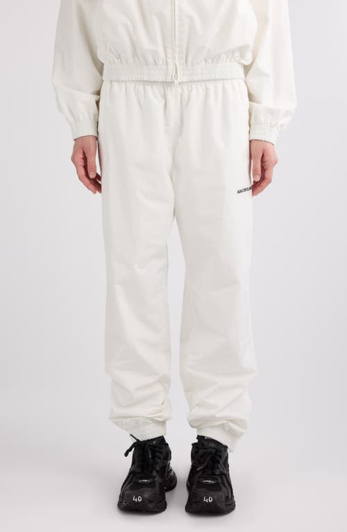 Shop Balenciaga Backward Logo Cotton Blend Track Pants In White