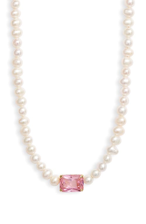 x SFGE Princess Kiss Cubic Zirconia & Freshwater Pearl Necklace in White
