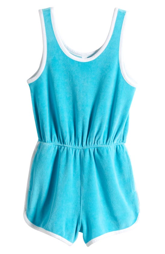 Zella Girl Kids' Chill Vibes Terry Tank Romper In Teal Scuba