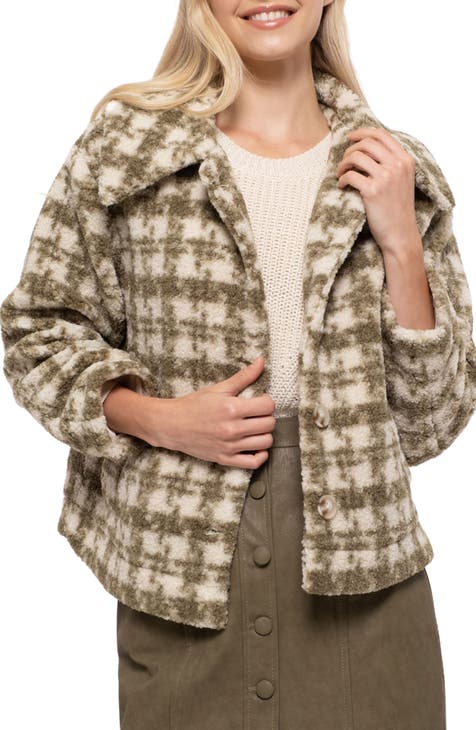 Houndstooth Faux Shearling Jacket