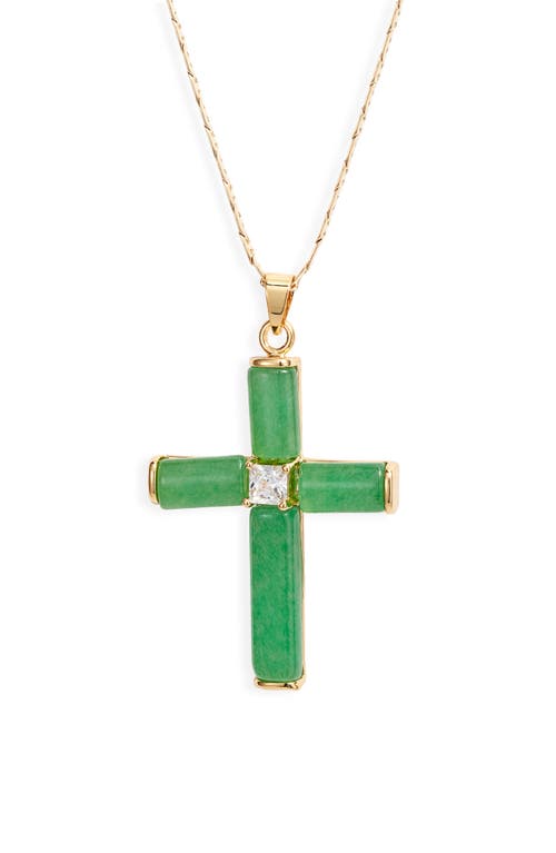 Child of Wild Giovanni Jade Cross Pendant Necklace in Gold