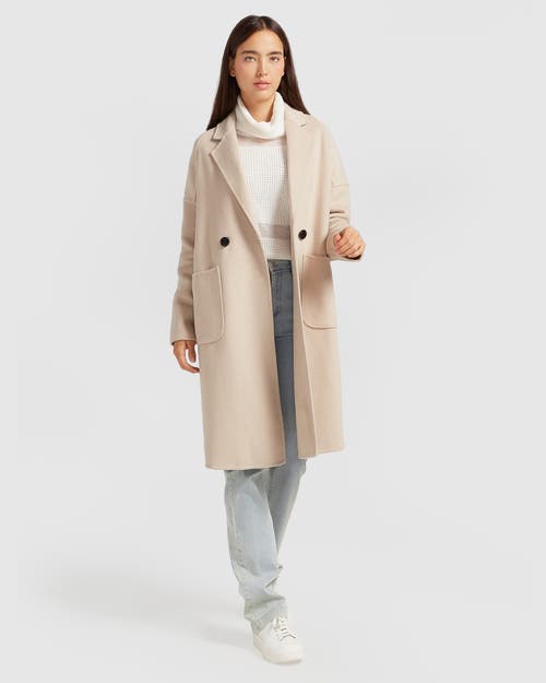 Shop Belle & Bloom Publisher Double-breasted Wool Blend Coat In Sand