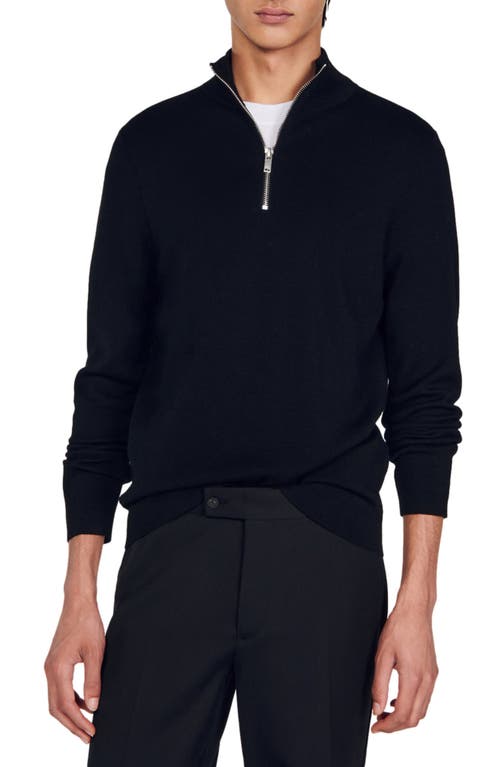 sandro Trucker Wool & Cotton Half Zip Sweater at Nordstrom,