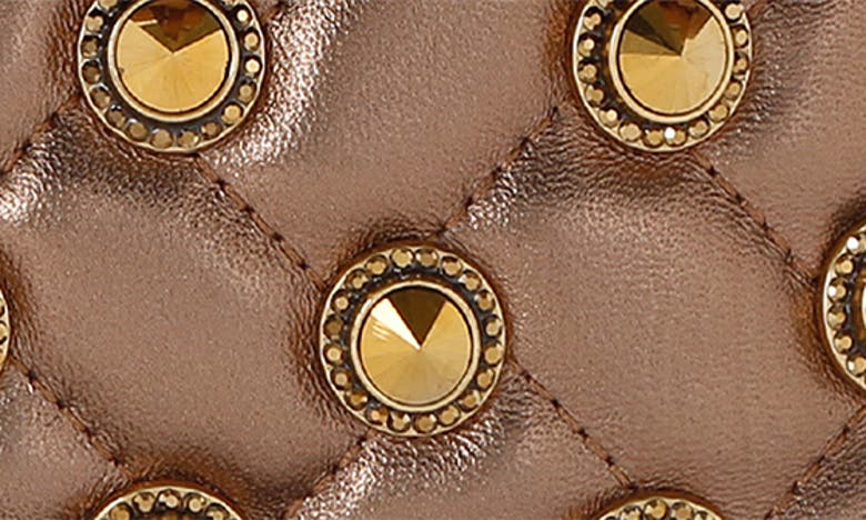 Shop Kurt Geiger Mini Crystals Kensington Convertible Leather Crossbody Bag In Rust/ Copper