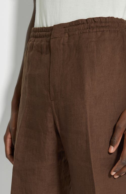 Shop Zegna Oasi Linen Twill Shorts In Ferruggine