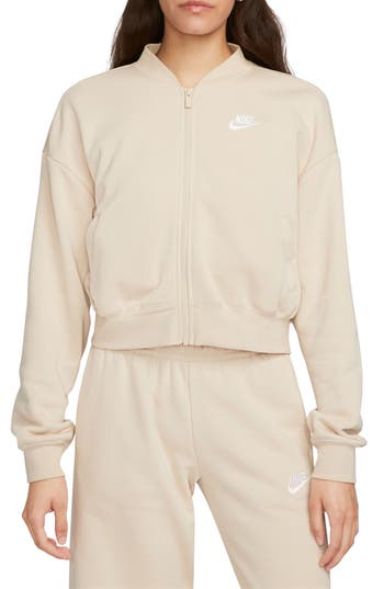 Nike Sportswear Club Fleece Crop Full-zip Jacket In Neutral