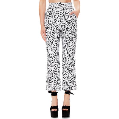 Afrm Rayna Belted Linen Blend Crop Flare Pants