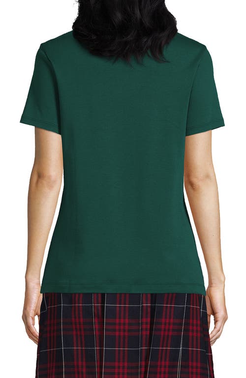 Shop Lands' End School Uniform  Short Sleeve Feminine Fit Interlock Polo Shirt In Evergreen